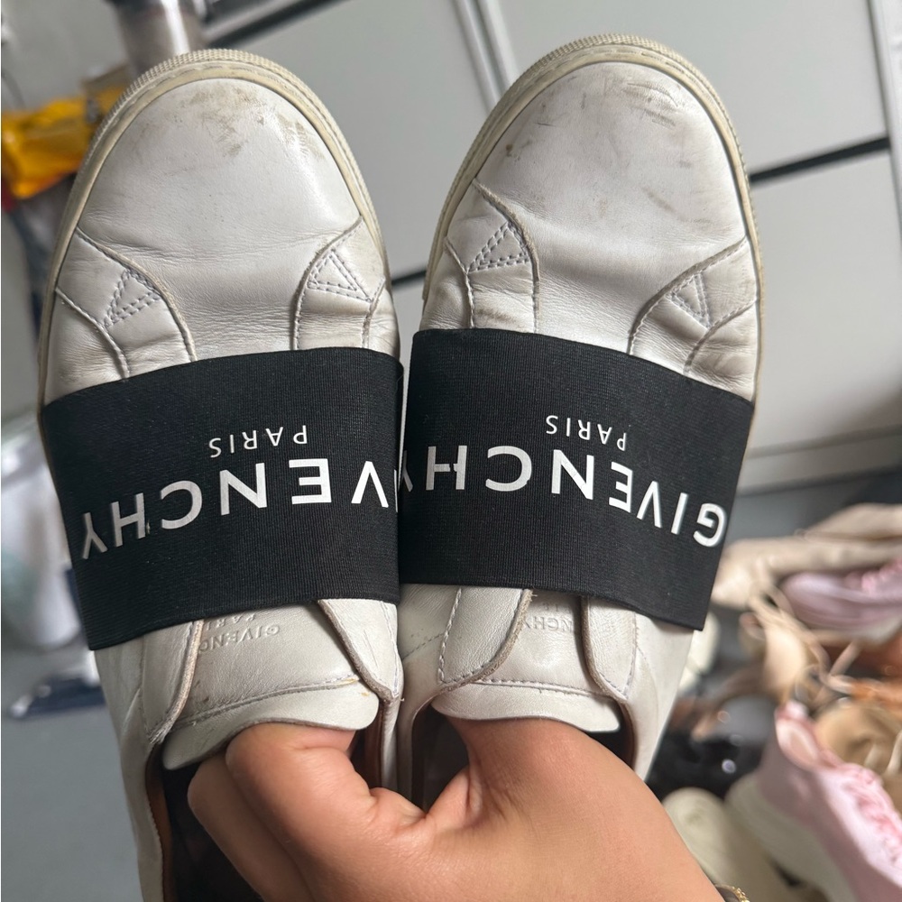 Givenchy White and Black Slip-On Sneakers